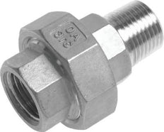 1/2'' NPT x 1/2'' NPT F/M Stainless steel Double Nipple 3-pieces with Conically sealing 16 Bar