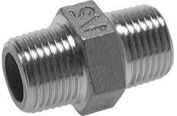 1/4'' NPT x 3/8'' NPT Stainless steel Double Nipple 16 Bar [2 Pieces]