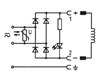 Connector 200-240V AC/DC (DIN - A) with Rectifier LED and Varistor - Burkert 2508 008366