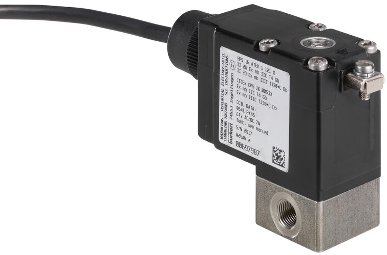 Solenoid Valve G1/8'' NC Stainless steel FFKM -1-10bar/-15-145psi 24VDC Oxygen Fat/Oil Free 2873 255543