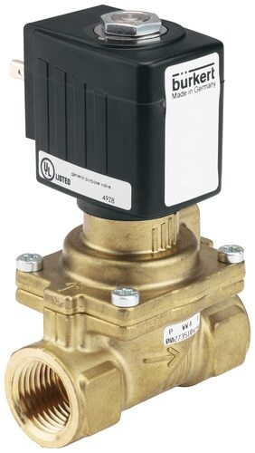 Solenoid Valve G1/2'' NO Brass FKM 0.5-16bar/7-232psi 230VAC Anti-Waterhammer 6281 310664