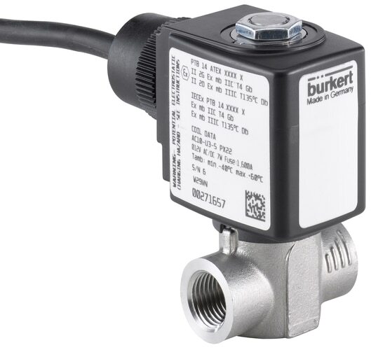 Solenoid Valve G1/2'' NC Stainless steel FKM 0-10bar/145psi 24VAC/DC ATEX 6240 380838