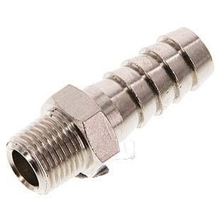 R 1/8'' Male x 9mm Nickel plated Brass Hose barb 16 Bar [10 Pieces]