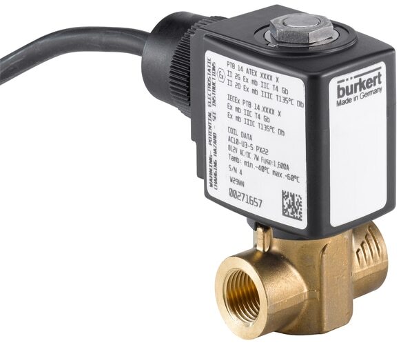 Solenoid Valve G1/4'' NC Brass FKM 0-16bar/232psi 24VAC/DC ATEX 6240 349315