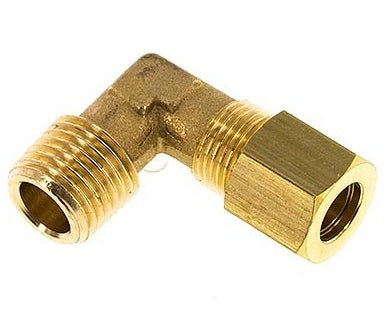 R 1/8'' Male x 6mm Brass 90 deg Elbow Compression Fitting 150 Bar DIN EN 1254-2 [2 Pieces]