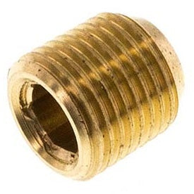 M12x1.5 Brass Closing plug with Inner Hex without collar (conical) 16 Bar [10 Pieces]