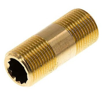 G 1 1/4'' Brass Double Pipe Nipple 16 Bar DIN 2982 - 120mm