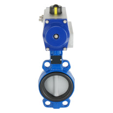 DN80 (3 inch) Wafer Pneumatic Butterfly Valve GG25-Stainless Steel-FKM Spring Closed - BFLW