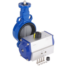 DN80 (3 inch) Wafer Pneumatic Butterfly Valve GG25-Stainless Steel-FKM Spring Closed - BFLW