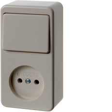 Hager Berker Combination Switch Socket Without Earth Contact White Surface - 61673640