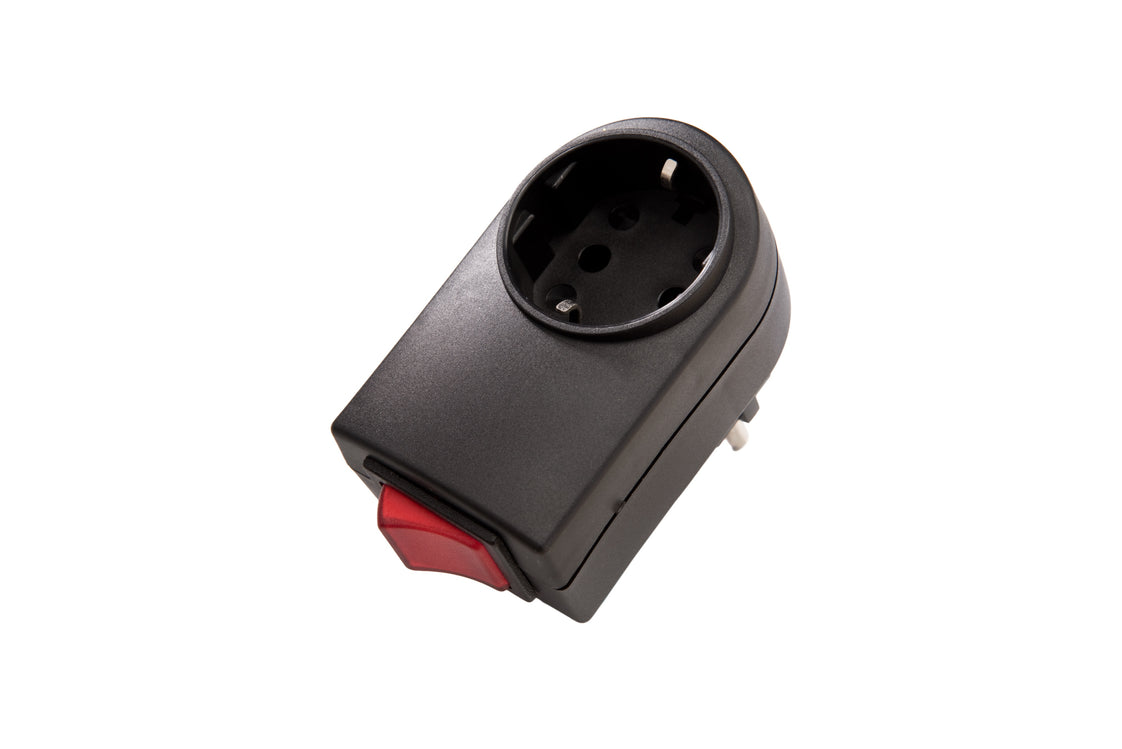 Martin Kaiser Adapter Plug With Earthing Contact Illuminated Switch Black - 411/SW