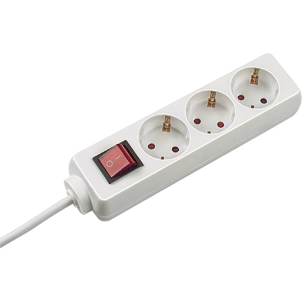 Selly 3x230V Plug Socket With Switch and 1.5m Cord White - 384.272S