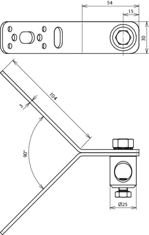 Dehn StSt Y-Shaped 90 degrees Mounting Bracket With Clamping Bolt - 106316
