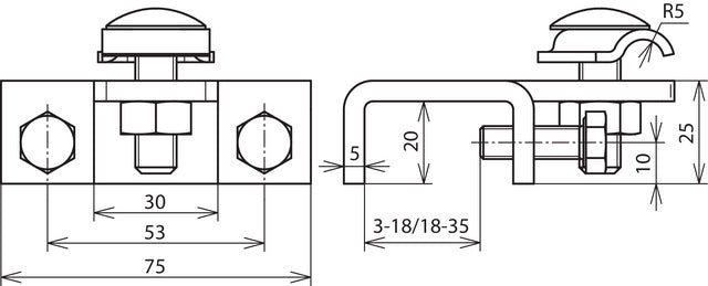 Dehn Terminal ST TZN Horizontal Type For Profiles 3-18mm - 372210