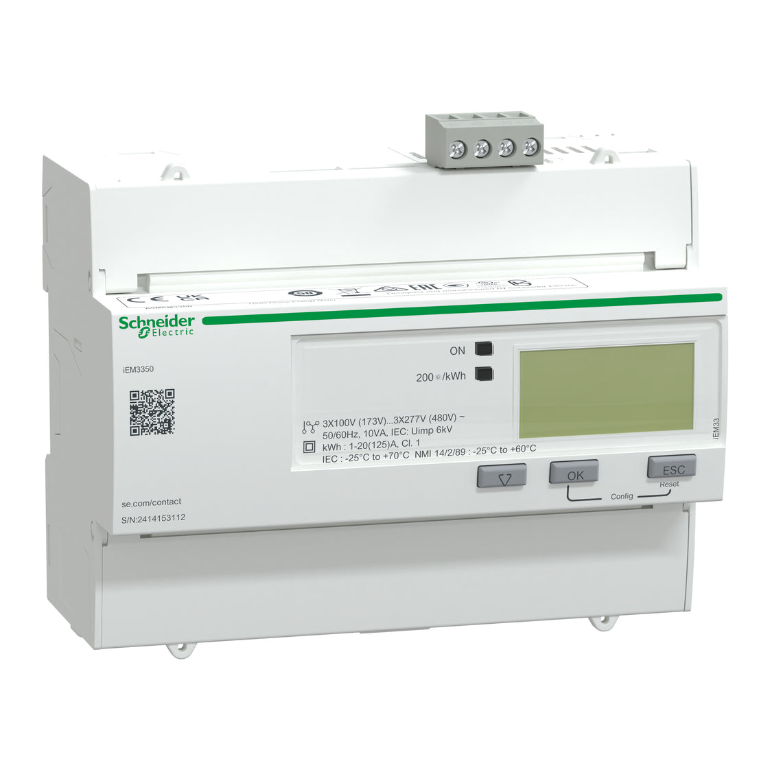 Schneider Electric IEM3350 125A Modbus Energy Meter - A9MEM3350