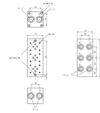 NG6 (D03) Sub-Plate 6 Stations without Relief Valve 315bar