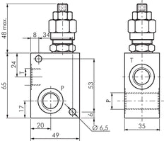 G3/8'' Hydraulic Inline Relief Valve 100-350bar 30l/min