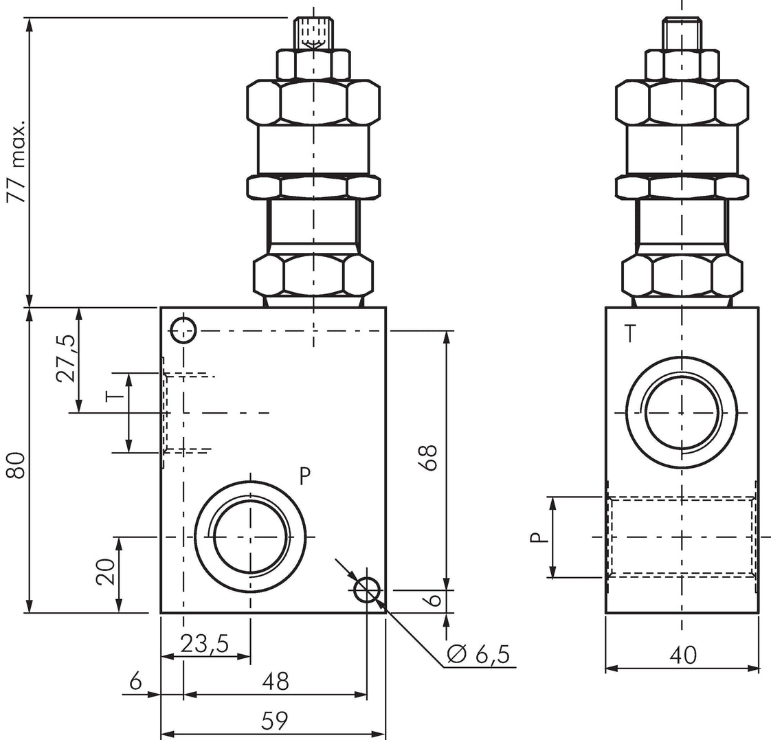 G3/4'' Hydraulic Inline Relief Valve 80-250bar 80l/min