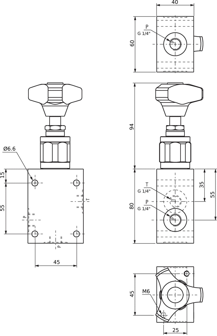 G1/4'' Hydraulic Inline Relief Valve 1-25bar 50l/min - Rexroth