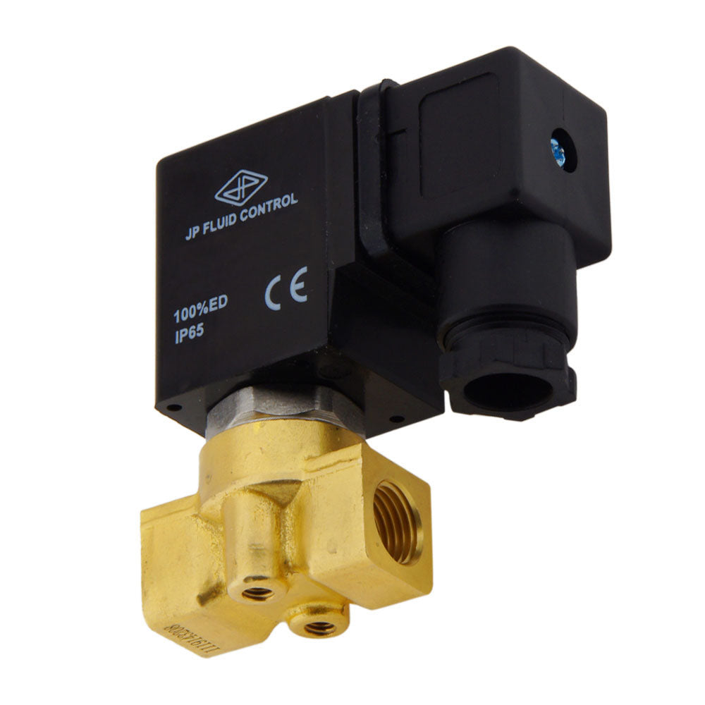 Solenoid Valve HP-DA 1/4'' high pressure brass PTFE 4-100bar 230V AC