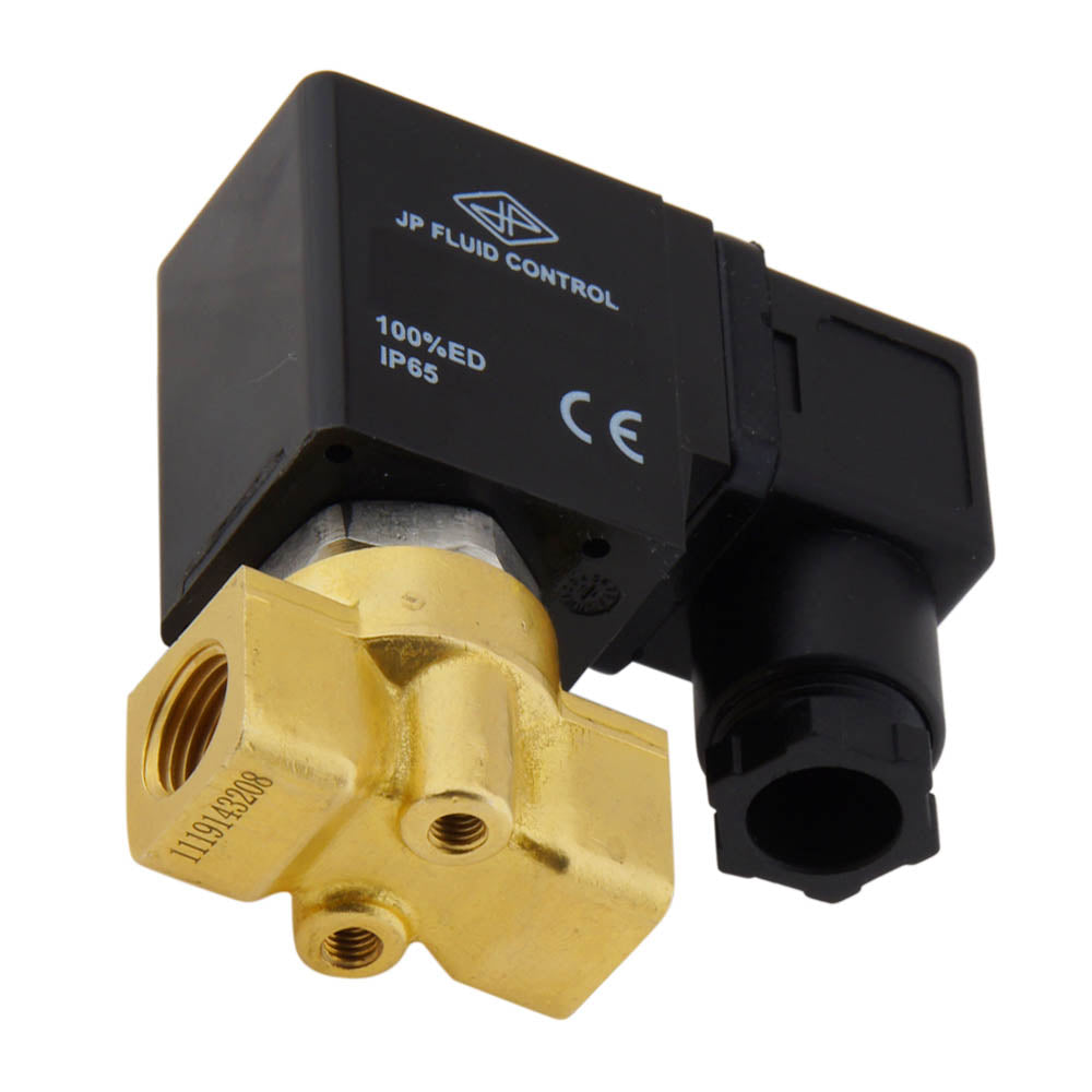 Solenoid Valve HP-DA 1/4'' high pressure brass PTFE 4-100bar 230V AC
