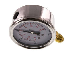 -1..1.5 Bar (-15..22 psi) Glycerin Pressure Gauge Below Stainless steel/Brass 63 mm Class 1.6
