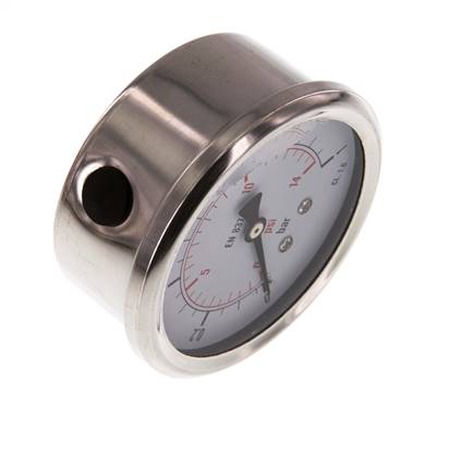 0..1 Bar (0..15 psi) Glycerin Pressure Gauge Below Stainless steel/Brass 63 mm Class 1.6