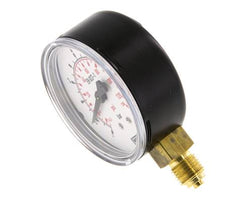 -1..9 Bar (-15..131 psi) Pressure Gauge Below Steel/Brass 63 mm Class 1.6