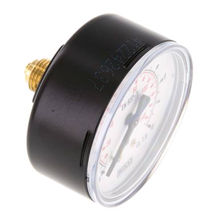 0..10 Bar (0..145 psi) Pressure Gauge Rear Steel/Brass 63 mm Class 1.6