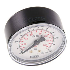 0..10 Bar (0..145 psi) Pressure Gauge Rear Steel/Brass 63 mm Class 1.6