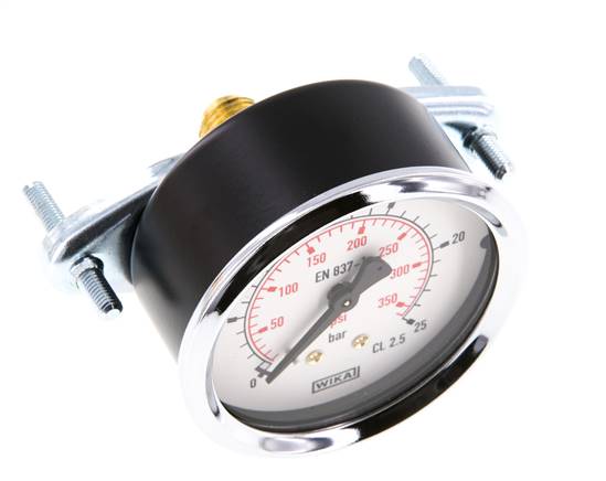 0..25 Bar (0..363 psi) Panel Mount Pressure Gauge Steel/Brass 63 mm Class 2.5 (Bracket)