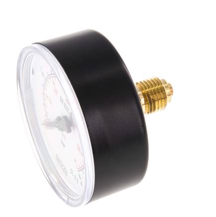 0..4 Bar (0..58 psi) Pressure Gauge Rear Plastic/Brass 63 mm Class 2.5
