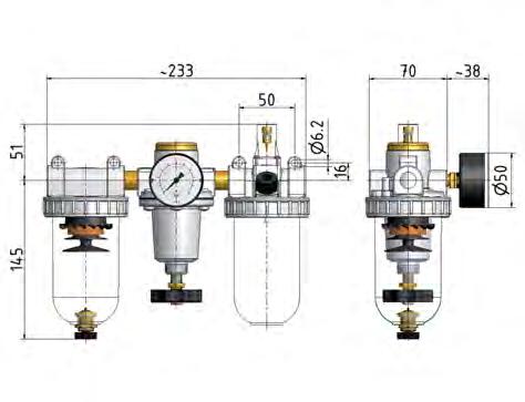 FRL 3-Part G1/2'' 1400 l/min 0.5-10.0bar/7-145psi Semi-Auto Polycarbonate Standard 2