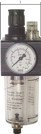 FRL G1/4'' 1400 l/min 0.5-16.0bar/7-232psi Auto Polycarbonate Combo 1