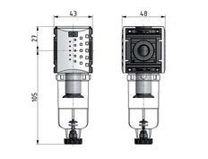 Filter 5microns G1/4'' 1000 l/min Semi-Auto Polycarbonate Futura 0
