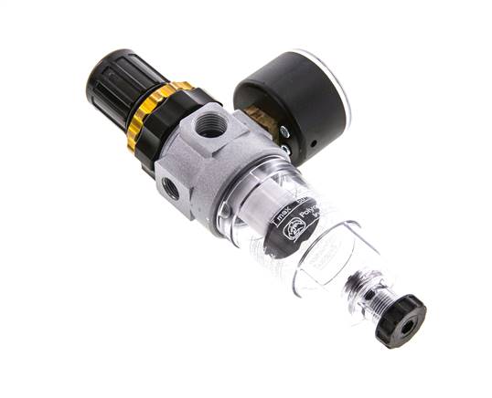 Filter-Regulator G1/4'' 350 l/min 0.5-3.0bar/7-44psi Semi-Auto Polycarbonate Standard 0