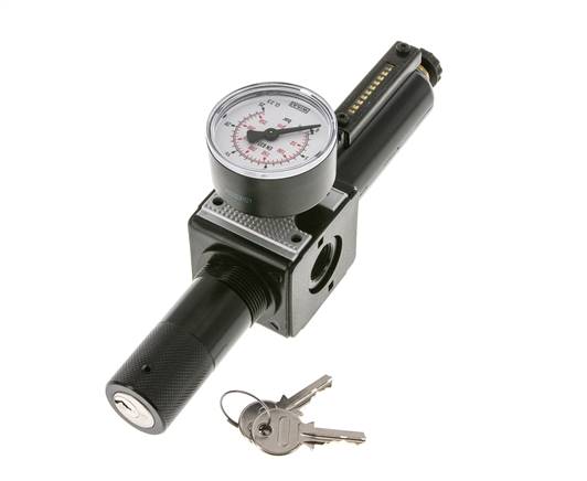 Filter-Regulator G3/8'' 1600 l/min 0.5-16.0bar/7-232psi Semi-Auto Cylinder Lock Metal Multifix 1