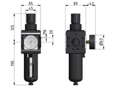 Filter-Regulator G1'' 12000 l/min 0.5-16.0bar/7-232psi Semi-Auto Metal Multifix 4