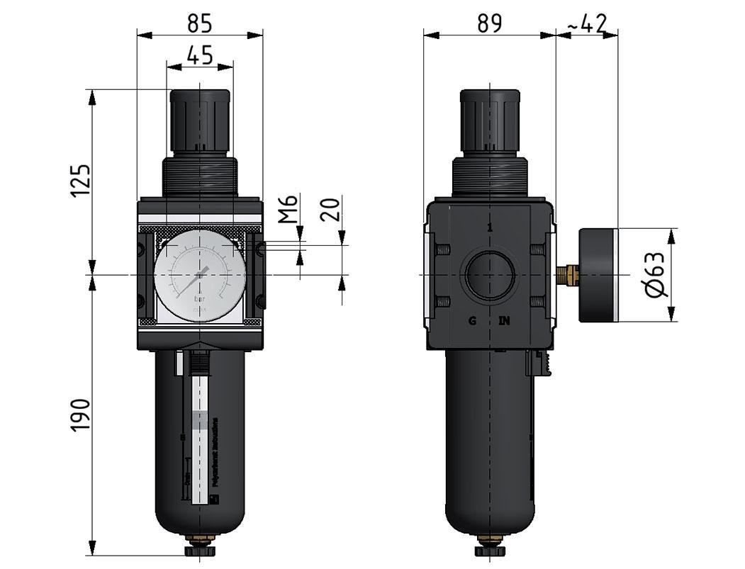 Filter-Regulator G3/4'' 12000 l/min 0.1-3.0bar/1-44psi Auto Polycarbonate Multifix 4