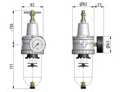 Filter-Regulator G1/2'' 3000 l/min 0.1-3.0bar/1-44psi Semi-Auto Polycarbonate Standard 3