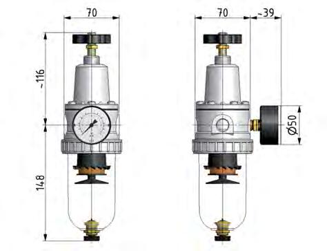 Filter-Regulator G1/2'' 1500 l/min 0.2-6.0bar/3-87psi Auto Metal Standard 2