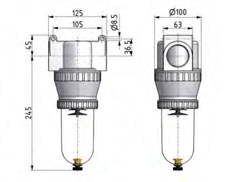 Filter 40microns G1 1/2'' 12500 l/min Auto (Closed Without Pressure) Polycarbonate Standard 5