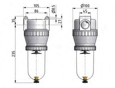 Filter 40microns G1'' 12500 l/min Semi-Auto Protective Cage Polycarbonate Standard 5