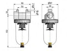 Filter 5microns G3/4'' 4000 l/min Semi-Auto Protective Cage Polycarbonate Standard 3