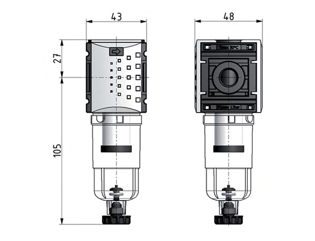 Microfilter 0.01microns G1/4'' 190 l/min Auto Polycarbonate Futura 0