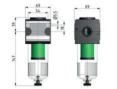 Microfilter 0.01microns G1/2'' 720 l/min Auto Protective Cage Polycarbonate Multifix 2