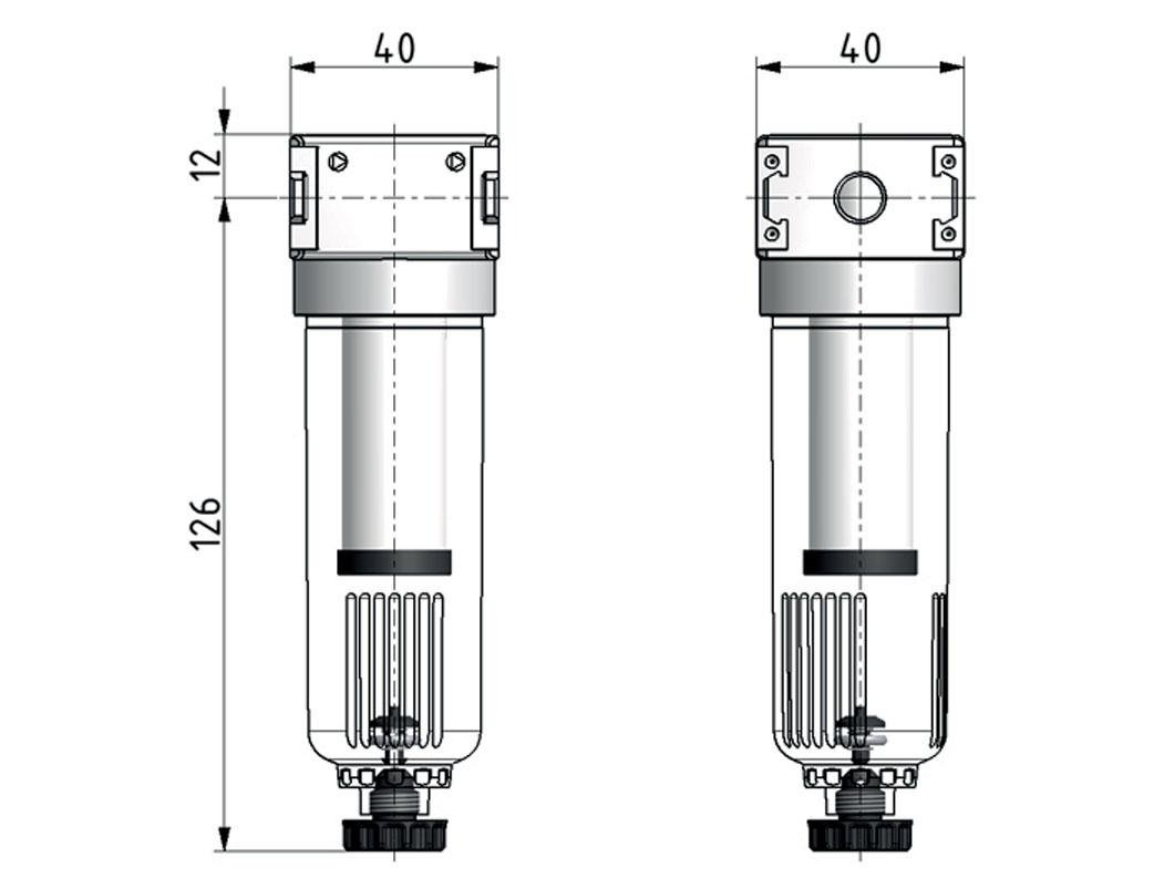 Pre-Filter 0.3microns G1/4'' 160 l/min Semi-Auto Polycarbonate Multifix 0