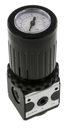 Pressure Regulator G1/4'' 2100 l/min 0.2-6.0bar/3-87psi Zinc Die-Cast Knob with Gauge Multifix 1