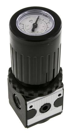Pressure Regulator G1/4'' 2100 l/min 0.2-6.0bar/3-87psi Zinc Die-Cast Knob with Gauge Multifix 1