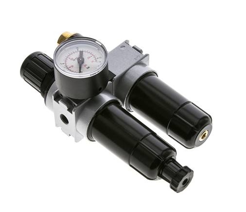FRL 2-Part G1/8'' 700 l/min 0.5-10.0bar/7-145psi Semi-Auto 40 mm Pressure Gauge Metal Multifix 0